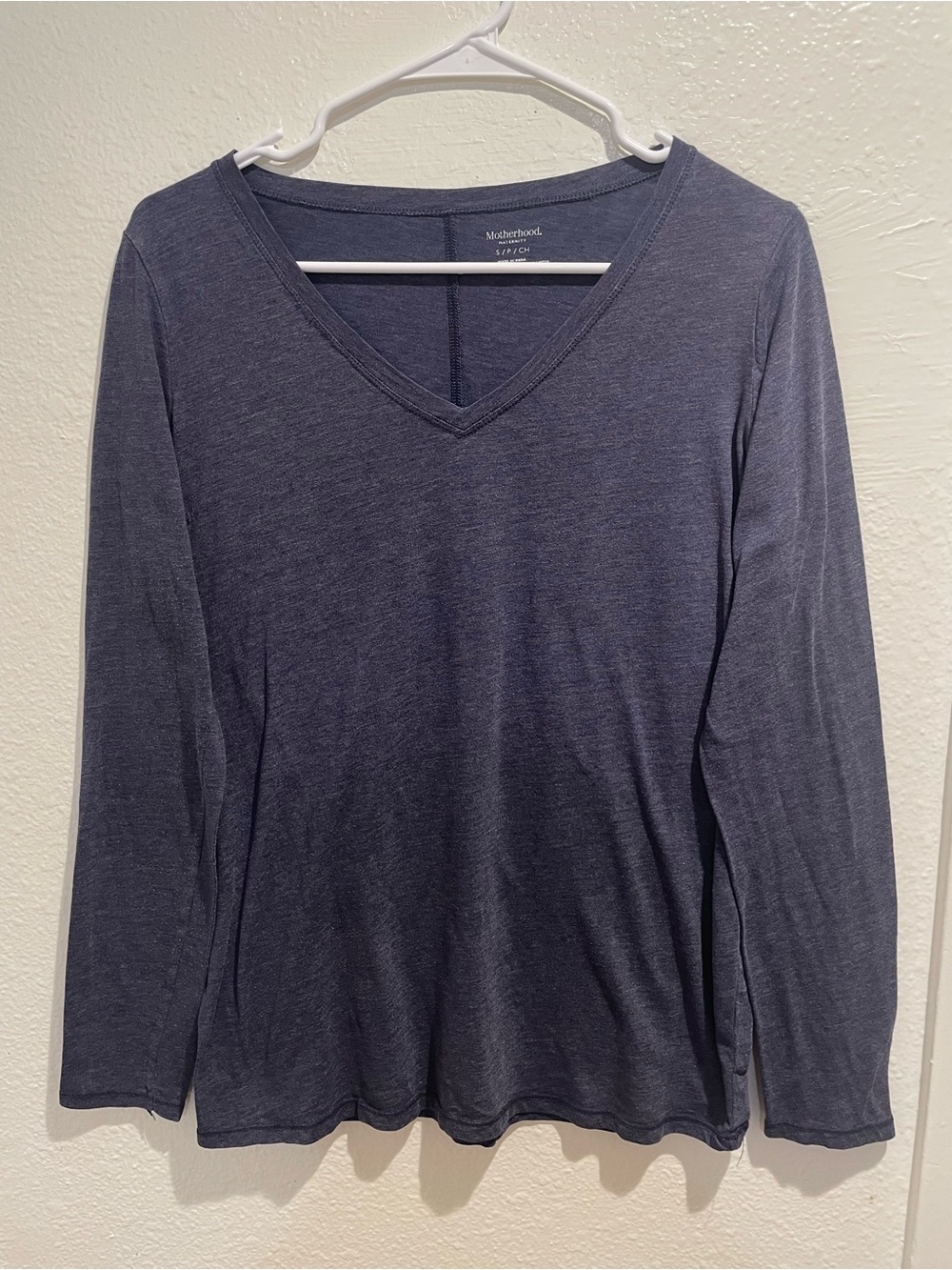 🤰🏻 Motherhood Maternity Charcoal Blue Long Sleeve V-Neck Tee - S ✨
